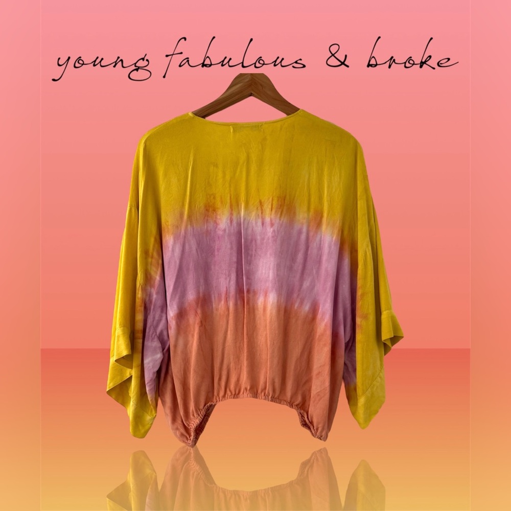 🛍️SALE🛍️ Young Fabulous & Broke Women’s Tia Top Tie Dye Surplice Kimono Blouse - Picture 3 of 9